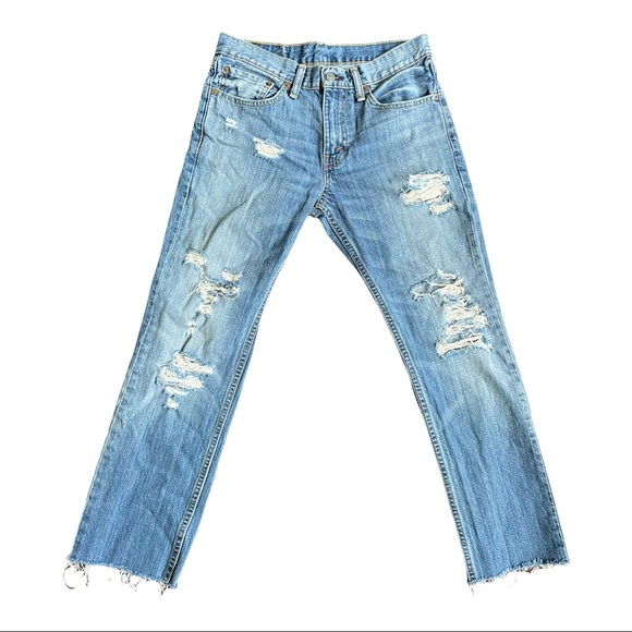 Levi's Denim - Levi’s 511 jeans distressed destroyed holes frayed light wash straight leg 31